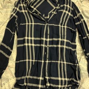 Navy Blue and white flannel